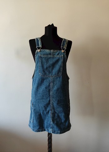 Kadın Lacivert Kot Salopet Mini Boy