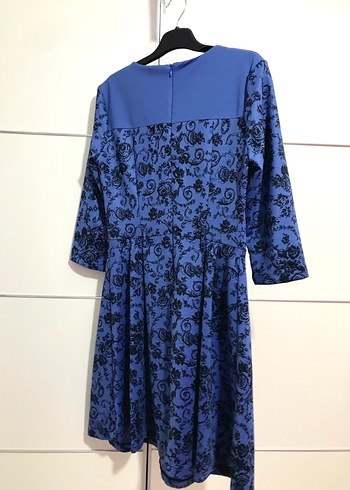 Lacivert Dantel Detaylı Midi Elbise - Görsel 5