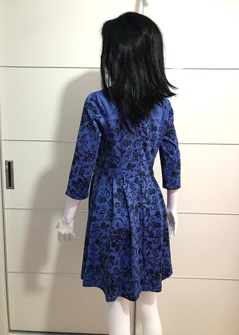 Lacivert Dantel Detaylı Midi Elbise - Görsel 2