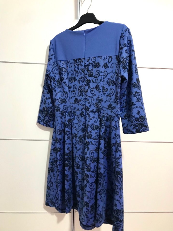 Lacivert Dantel Detaylı Midi Elbise - Görsel 5