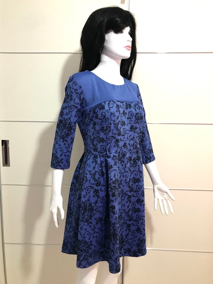 Lacivert Dantel Detaylı Midi Elbise - Görsel 3