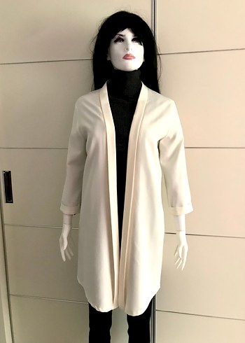 Vakko beyaz uzun kollu kadın ceket - Görsel 5