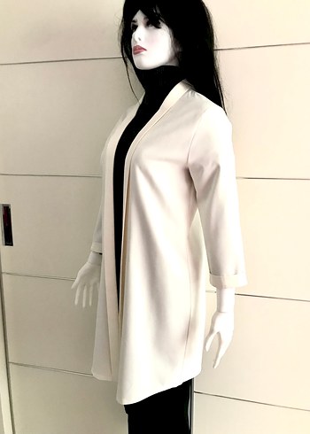 Vakko beyaz uzun kollu kadın ceket - Görsel 6