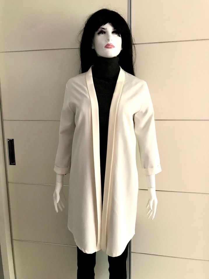 Vakko beyaz uzun kollu kadın ceket - Görsel 5