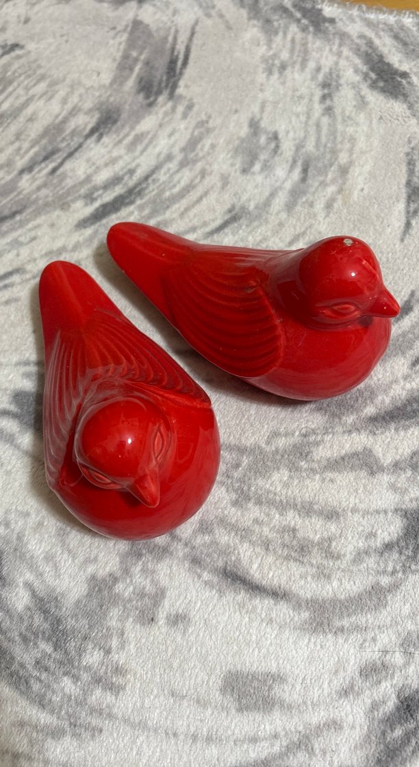 Parlak Kırmızı Seramik Kuş Figürinleri - Görsel 2