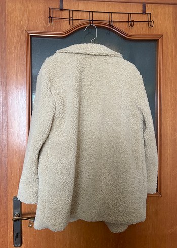 Diğer Düğmeli Bej Midi Peluş Kadın Kaban