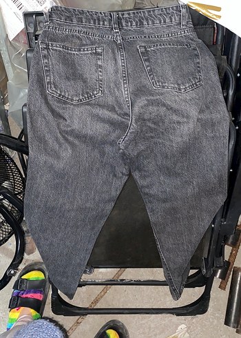 Gri Kadın Bol Kesim Denim Pantolon - Görsel 5