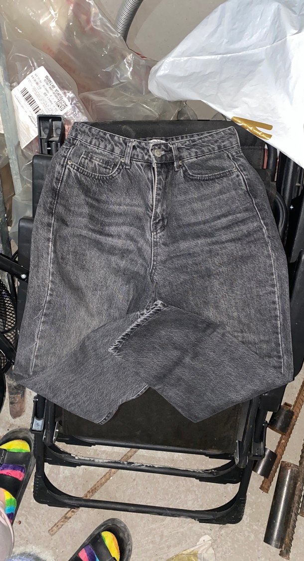 Gri Kadın Bol Kesim Denim Pantolon - Görsel 4