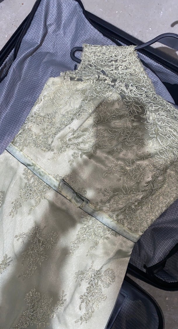 Dantel Detaylı Gri Midi Abiye Elbise - Görsel 2