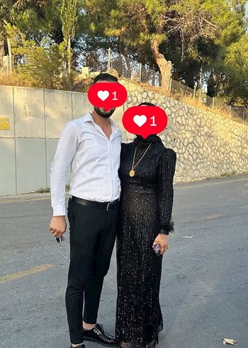Siyah Uzun Kollu Payetli Gotik Nişan Elbisesi