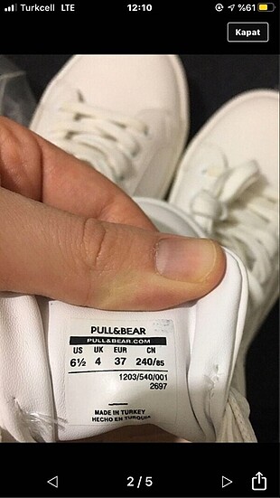 37 Beden beyaz Renk Pull bear Sneaker