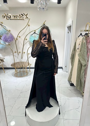 Uzun Kollu Siyah Straplez Gotik Elbise