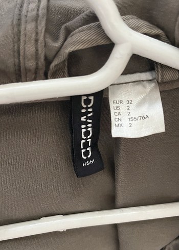 H&M Haki Kadın Kapüşonlu Düğmeli Ceket