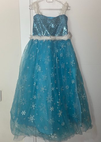 Mavi Pul İşlemeli Kız Çocuk Elsa Abiye Elbise
