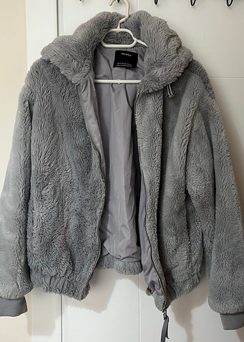 Gri Peluş Kadın Ceket