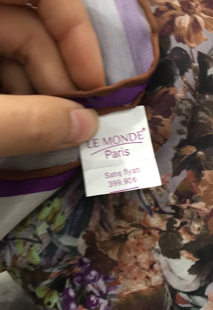 Le Monde Paris Mor Çiçek Desenli İpek Fular - Görsel 4