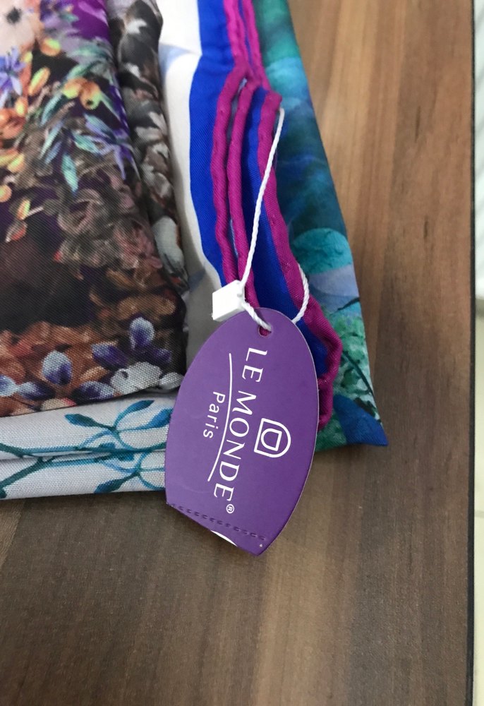 Le Monde Paris Mor Çiçek Desenli İpek Fular - Görsel 5