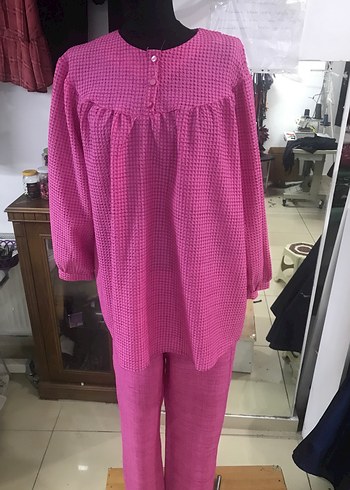 Piliseli Pembe Midi Kadın Kumaş TUNİK TAKIM - Görsel 4