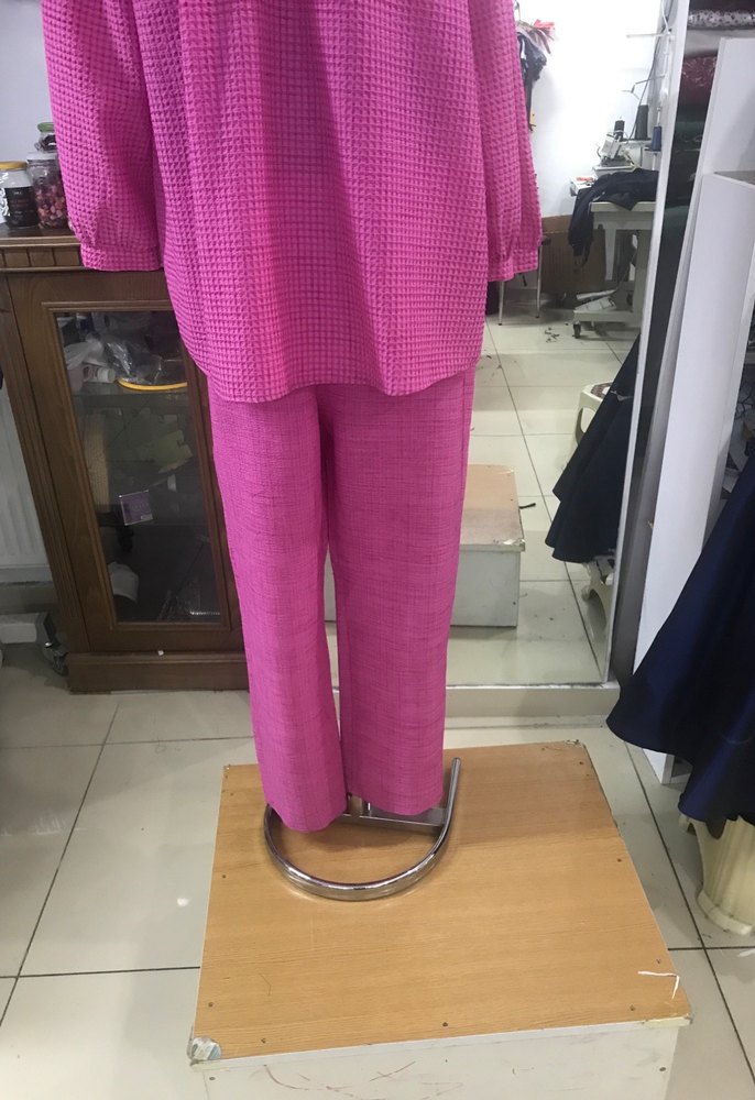 Piliseli Pembe Midi Kadın Kumaş TUNİK TAKIM - Görsel 3