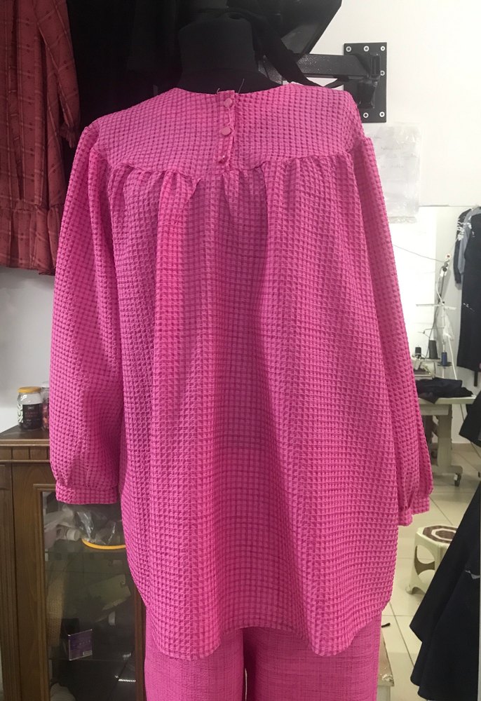 Piliseli Pembe Midi Kadın Kumaş TUNİK TAKIM - Görsel 2