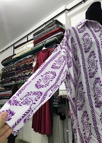 Mor Desenli Uzun Kollu Bohem Gömlek - Görsel 3