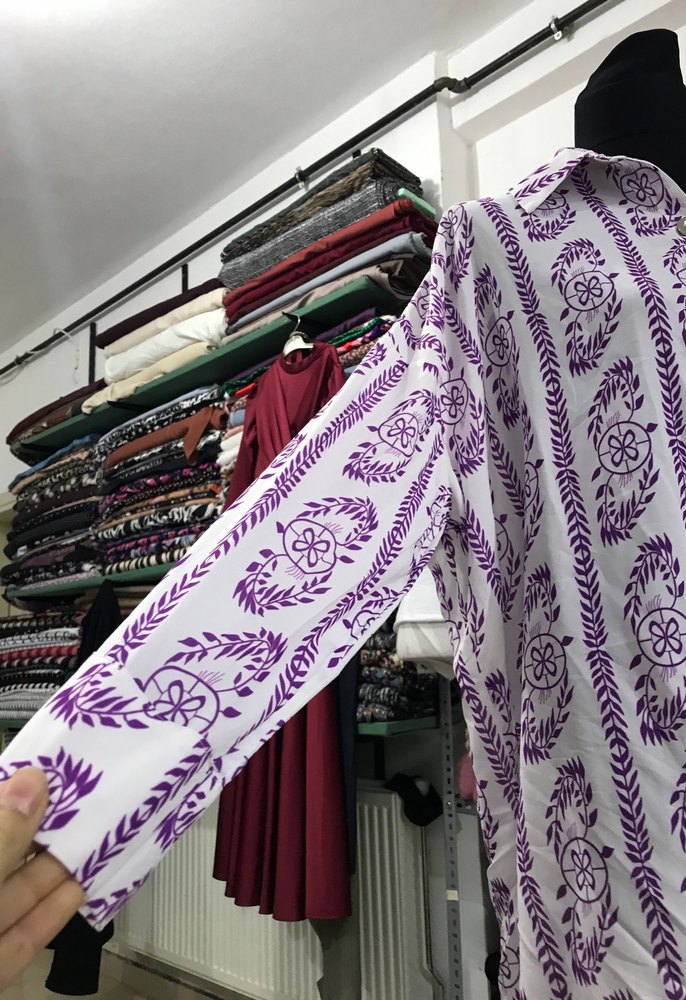 Mor Desenli Uzun Kollu Bohem Gömlek - Görsel 3