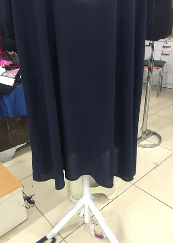 Lacivert Kadın Uzun Salaş Elbise - Görsel 3