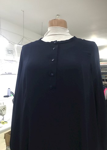 Lacivert Kadın Uzun Salaş Elbise - Görsel 4