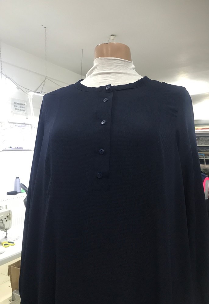 Lacivert Kadın Uzun Salaş Elbise - Görsel 4