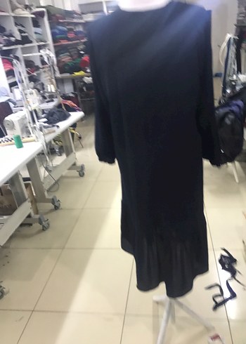 Siyah Uzun Kollu Salaş Kadın Elbise - Görsel 9