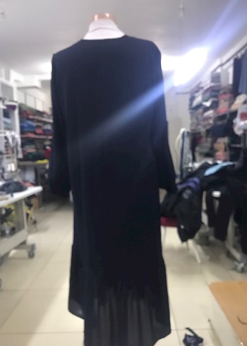 Siyah Uzun Kollu Salaş Kadın Elbise - Görsel 8