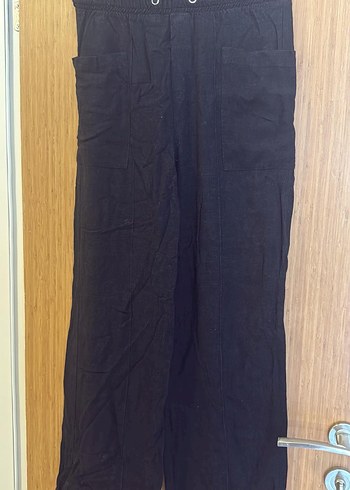 Bershka Bershka Siyah Keten Salaş Kadın Pantolon