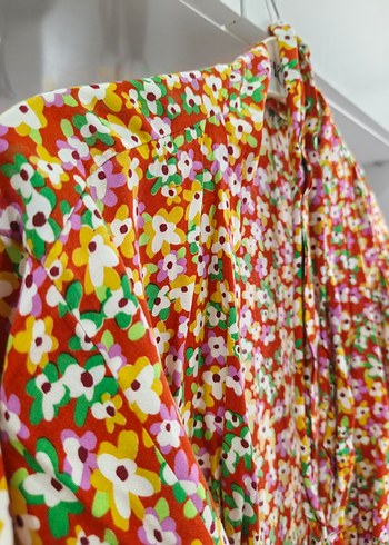 Çiçek Desenli Renkli Bohem, Kuşaklı Kimono - Görsel 3