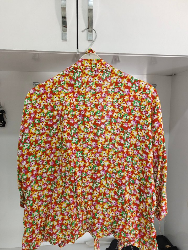 Çiçek Desenli Renkli Bohem, Kuşaklı Kimono - Görsel 2