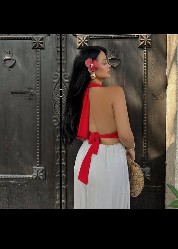 Kırmızı Straplez Mini Crop Top - Görsel 2