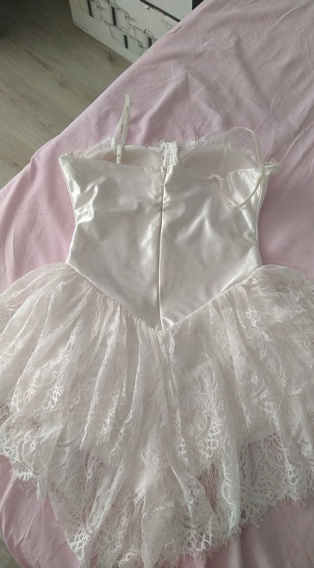 Beyaz Mini Gotik Elbise - Görsel 3