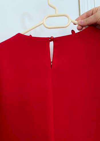 Kırmızı Midi Uzun Kollu Kadın Elbise - Görsel 5