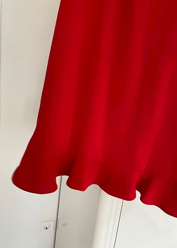 Kırmızı Midi Uzun Kollu Kadın Elbise - Görsel 3