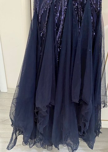 Siyah V Yakalı Uzun Drapeli Abiye Elbise - Görsel 6