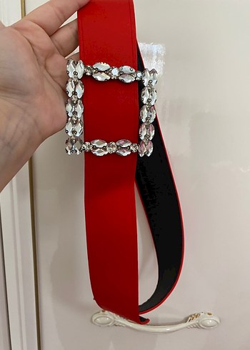 Kırmızı Drapeli V Yaka Uzun Abiye Elbise - Görsel 3