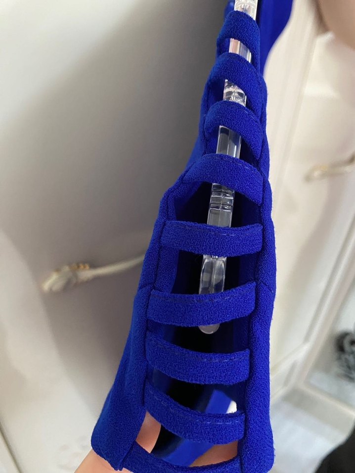 Mavi Drapeli Midi Kadın Ofis Elbisesi - Görsel 2