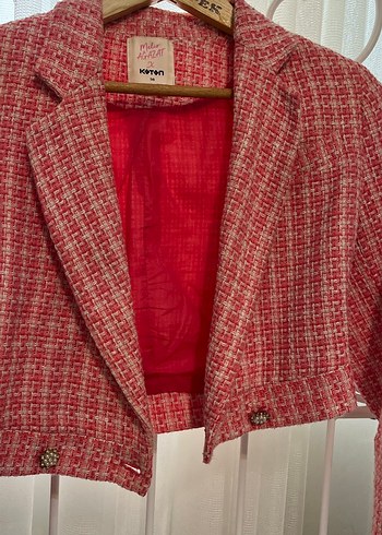 Koton Kısa Kesim pembeDüğmeli Kadın Blazer