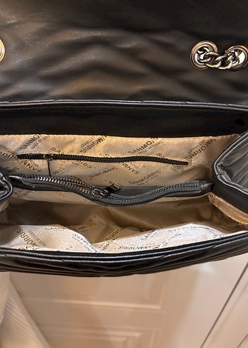 Yves Saint Laurent Zincir Detaylı Siyah Yılan Deri Çanta