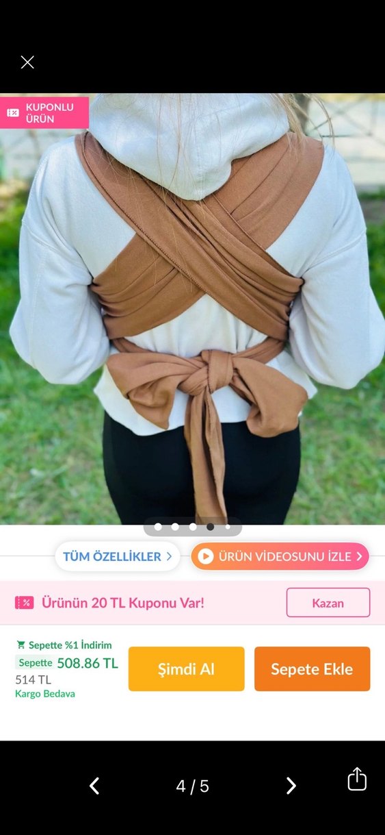 Pastel Kahverengi Bebek Kanguru - Görsel 2