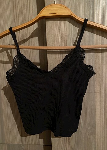 Dantel Detaylı Siyah Bralet