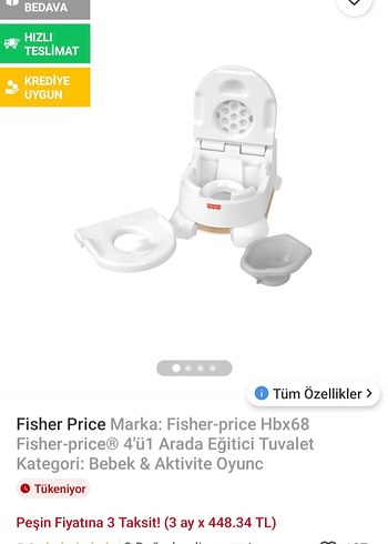 Fisher-Price 4'ü 1 Arada Eğitici Tuvalet