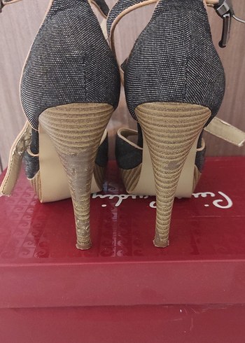 Denim Tokalı Yüksek Topuklu Kadın Ayakkabısı - Görsel 4