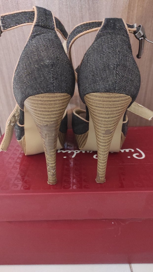 Denim Tokalı Yüksek Topuklu Kadın Ayakkabısı - Görsel 4