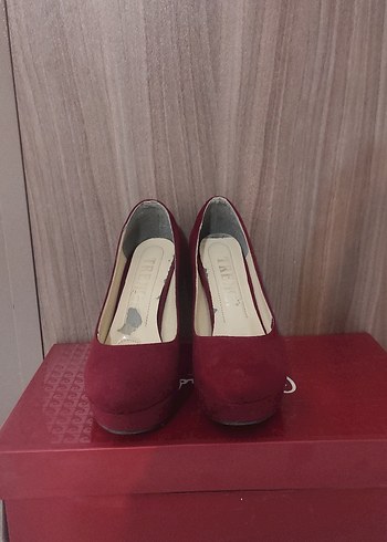 Bordo Süet Yüksek Topuklu - Görsel 2