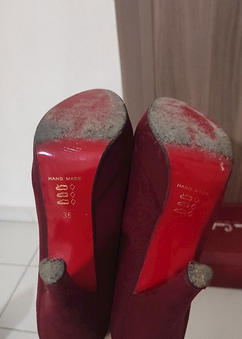 Bordo Süet Yüksek Topuklu - Görsel 5